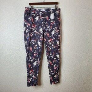 Lane Bryant Gray Floral Super Stretch Skinny Jeans Women's Plus Size 16 NWT